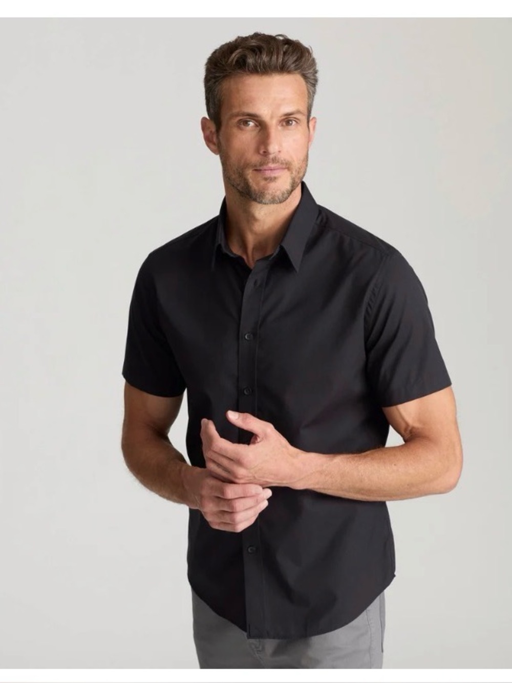 Mens Untuckit Black Coufran L Short Sleeve Shirt